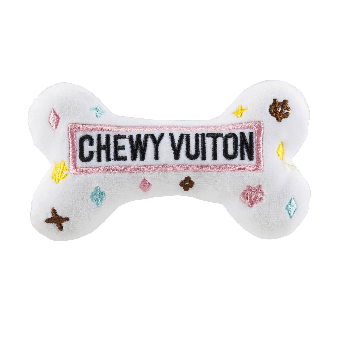 Haute Diggity Dog - White Chewy Vuiton Bones Squeaker Dog Toy